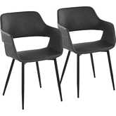 Margarite Dining Accent Chair in Black Metal & Grey Leatherette (Set of 2)